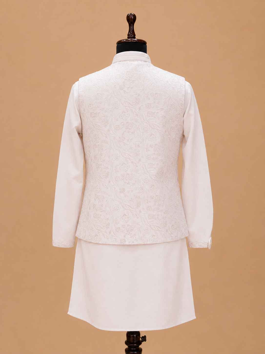 Men's Pink Kurta Pajama with Embroidered Nehru Jacket | Designer Festive & Wedding Ethnic Wear