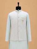Men's Firozi Kurta Pajama with Embroidered Nehru Jacket | Designer Festive & Wedding Ethnic Wear