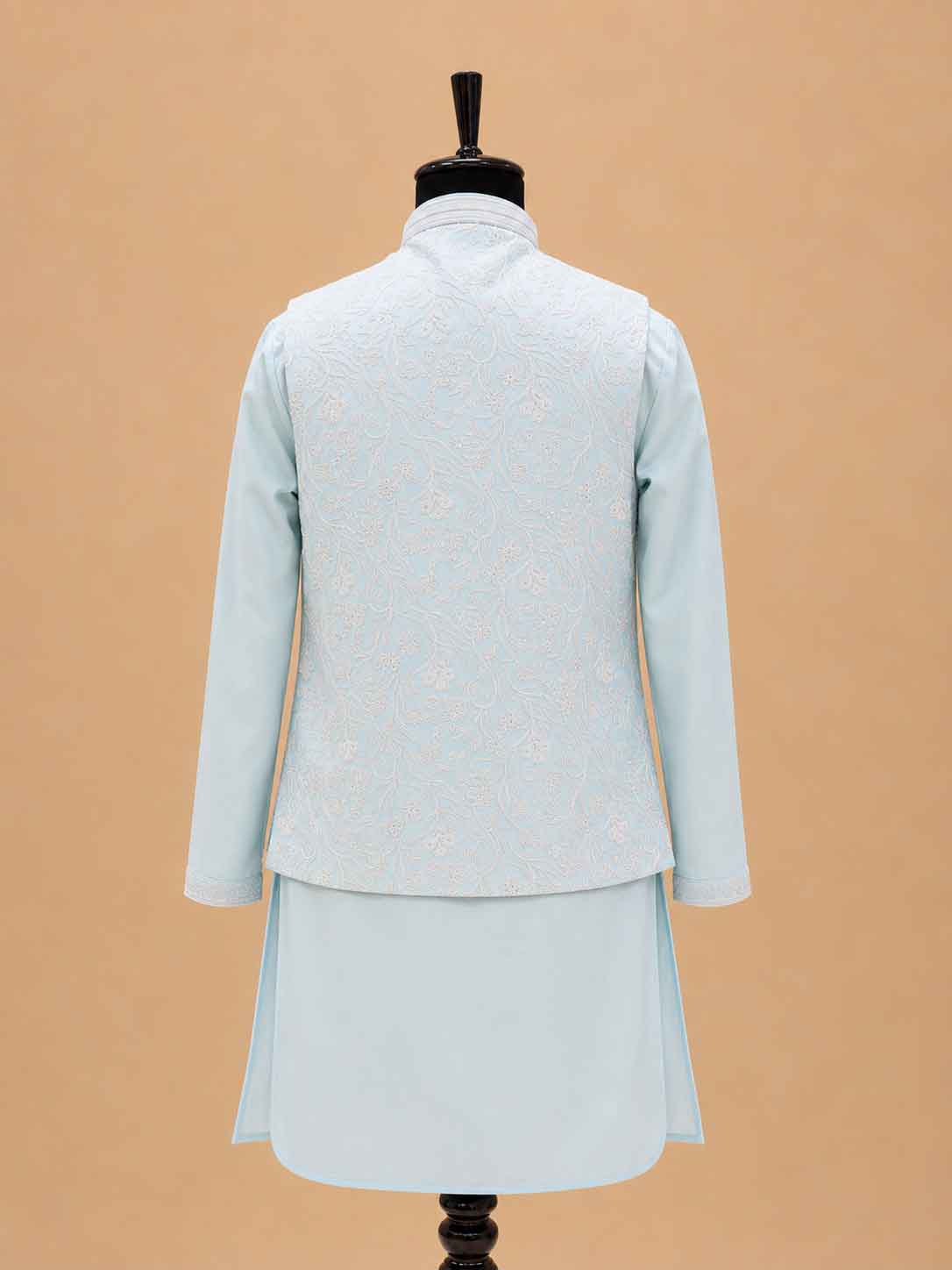 Men's Firozi Kurta Pajama with Embroidered Nehru Jacket | Designer Festive & Wedding Ethnic Wear