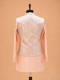 Men's Peach Kurta Pajama with Embroidered Nehru Jacket | Premium Wedding & Festive Ethnic Wear
