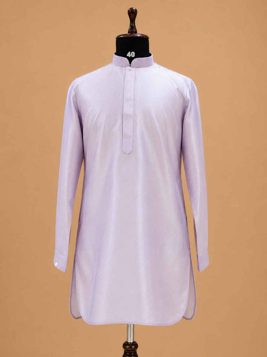 Men's lavender kurta pajama with embroidered Nehru jacket - view 2