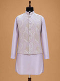Men's Lavender Kurta Pajama with Embroidered Nehru Jacket | Premium Wedding & Festive Ethnic Wear