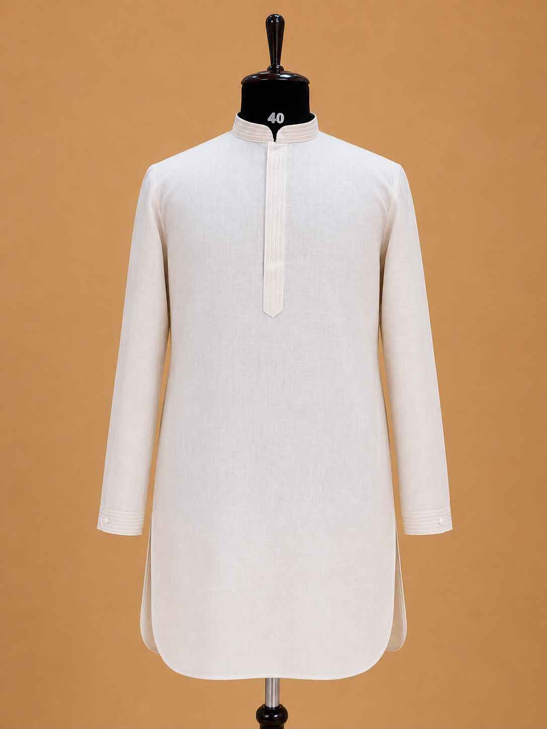 Men's Cream Kurta Pajama with Self-Textured Nehru Jacket | Premium Wedding & Festive Ethnic Wear