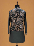Men's Grey Kurta Pajama with Floral Printed Nehru Jacket | Premium Wedding & Festive Ethnic Wear