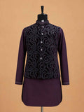 Men's Wine Kurta Pajama with Designer Jacquard Nehru Jacket | Premium Wedding & Festive Ethnic Wear