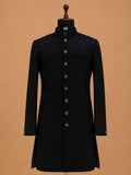 Men's Black Designer Sherwani | Premium Jacquard Wedding Sherwani for Groom & Festive Occasions