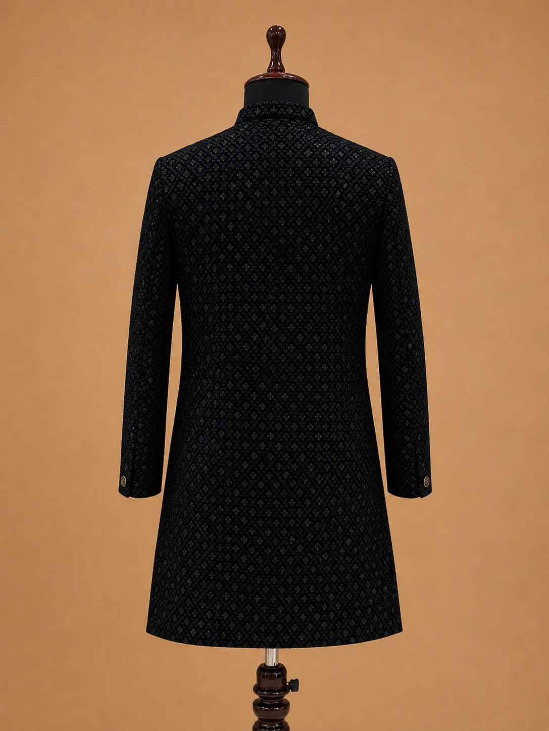 Men's Black Designer Sherwani | Premium Jacquard Wedding Sherwani for Groom & Festive Occasions