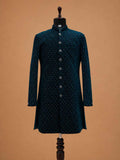 Men's Teal Designer Sherwani | Premium Jacquard Wedding Sherwani for Groom & Festive Wear