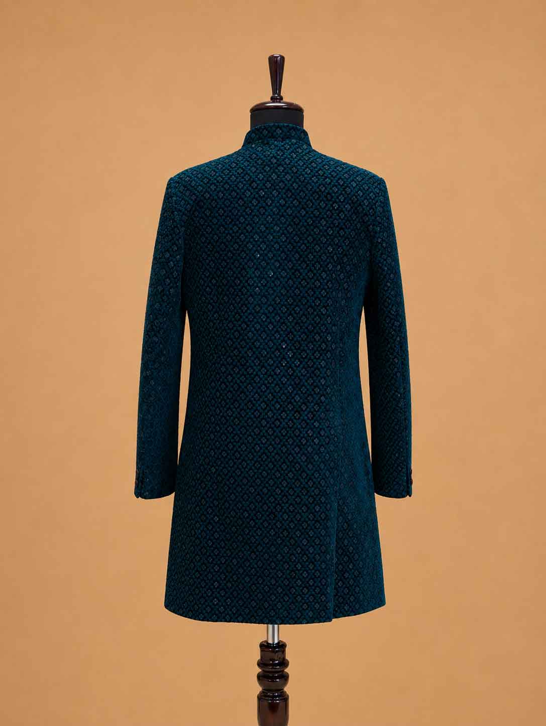 Men's Teal Designer Sherwani | Premium Jacquard Wedding Sherwani for Groom & Festive Wear