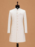 Men's Cream Floral Jacquard Sherwani | Premium Wedding Sherwani for Groom & Reception Wear