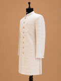 Men's Cream Floral Jacquard Sherwani | Premium Wedding Sherwani for Groom & Reception Wear