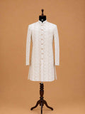 Men's Cream Designer Sherwani | Premium Jacquard Wedding Sherwani for Groom & Reception Wear