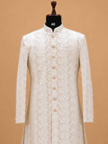 Men's Cream Designer Sherwani | Premium Jacquard Wedding Sherwani for Groom & Reception Wear