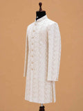 Men's Cream Designer Sherwani | Premium Jacquard Wedding Sherwani for Groom & Reception Wear