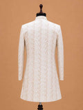 Men's Cream Designer Sherwani | Premium Jacquard Wedding Sherwani for Groom & Reception Wear