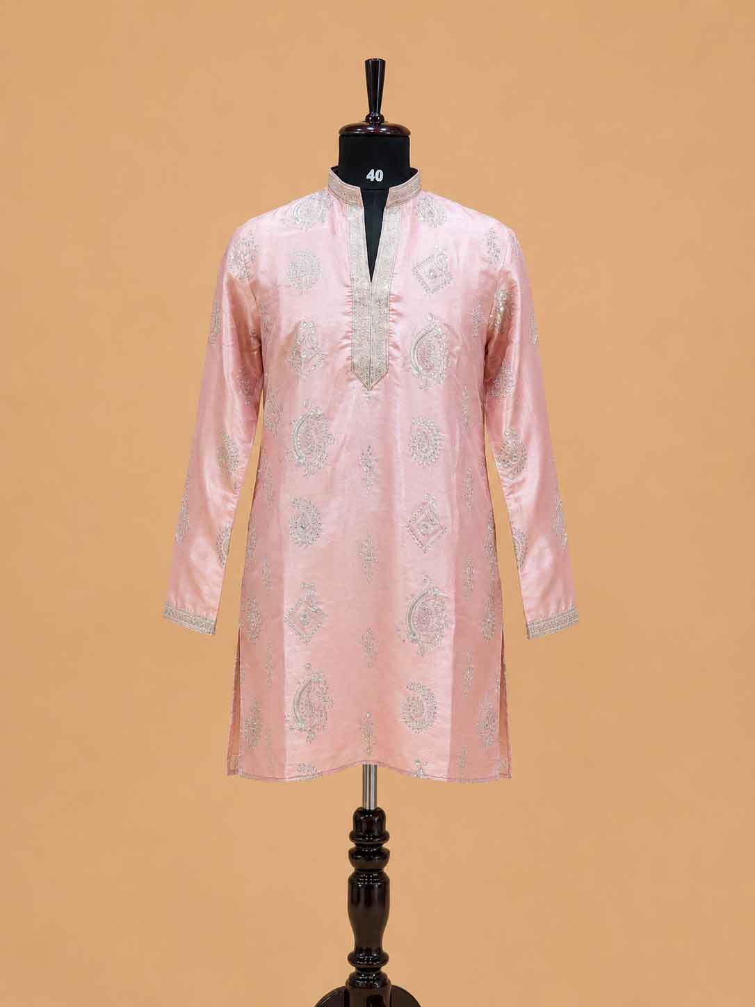 Men's Pink Embroidered Kurta Pajama | Premium Designer Ethnic Wear for Weddings & Festive Celebrations