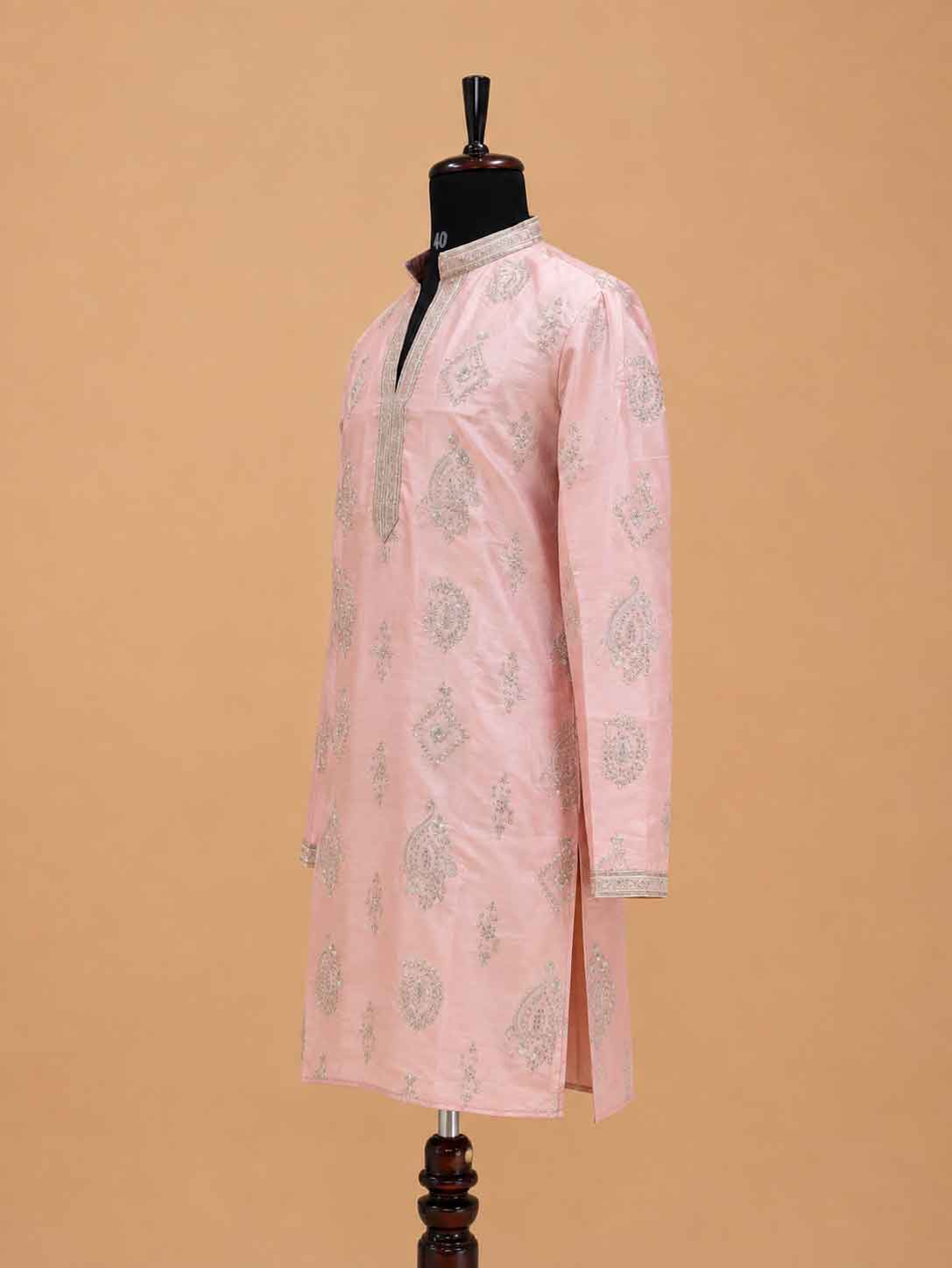 Men's Pink Embroidered Kurta Pajama | Premium Designer Ethnic Wear for Weddings & Festive Celebrations