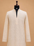 Men's Cream Embroidered Kurta Pajama | Premium Designer Ethnic Wear for Weddings & Festive Occasions