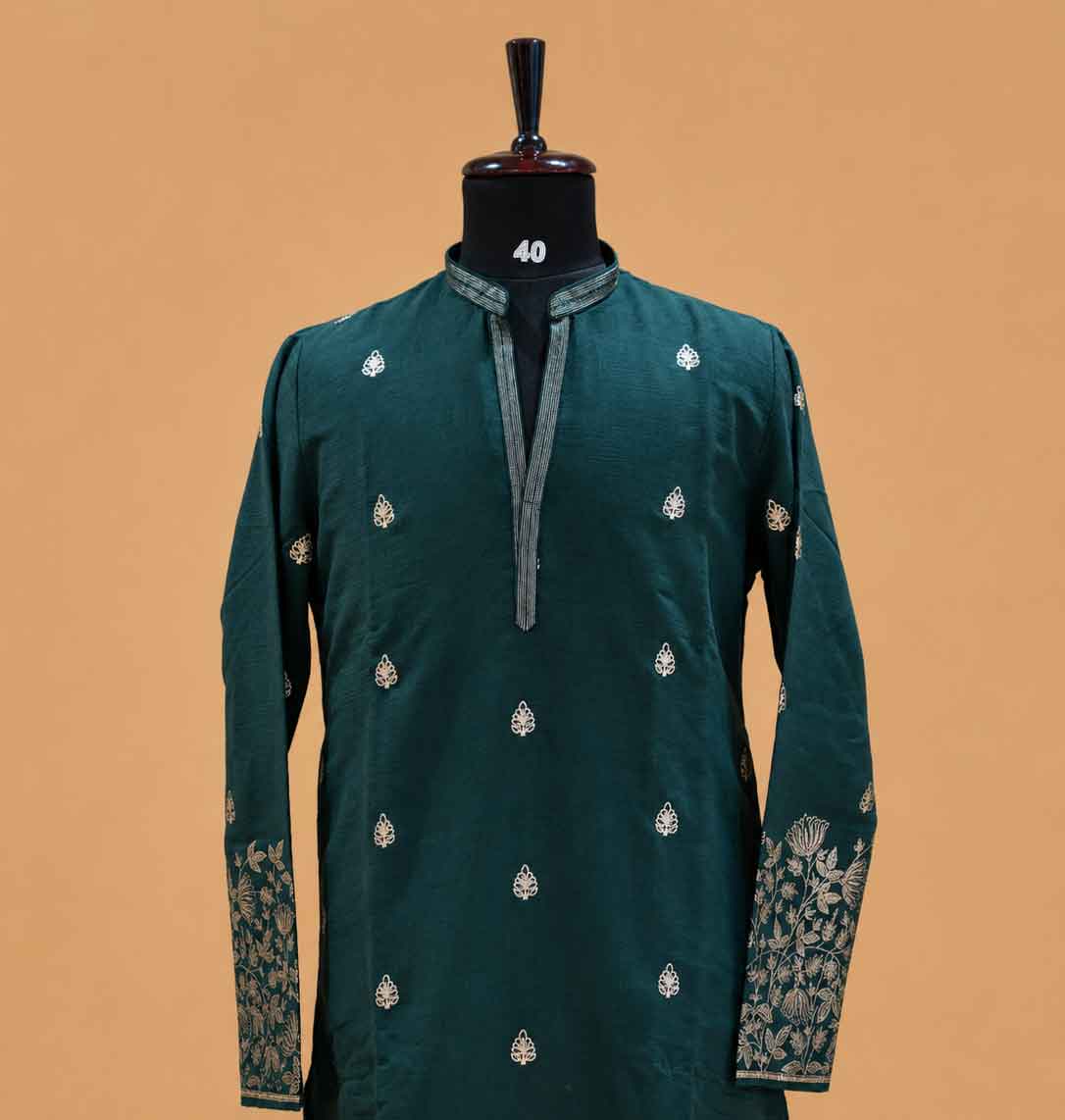 Men's Green Embroidered Kurta Pajama | Premium Designer Ethnic Wear for Weddings & Festive Occasions
