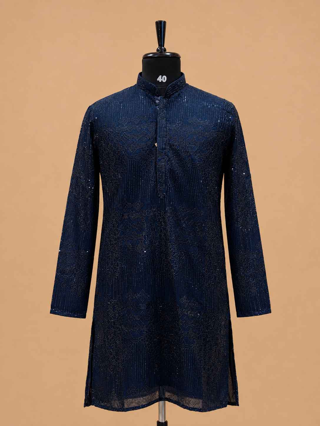 Men's Navy Blue Embroidered Kurta Set | Premium Designer Ethnic Wear for Wedding & Festive Occasions