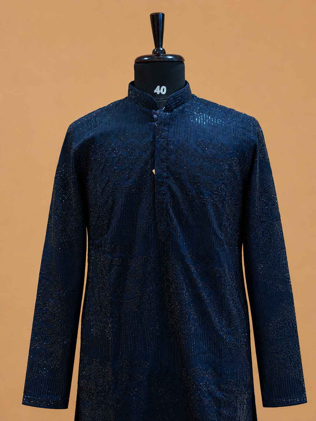 Men's Navy Blue Embroidered Kurta Set | Premium Designer Ethnic Wear for Wedding & Festive Occasions