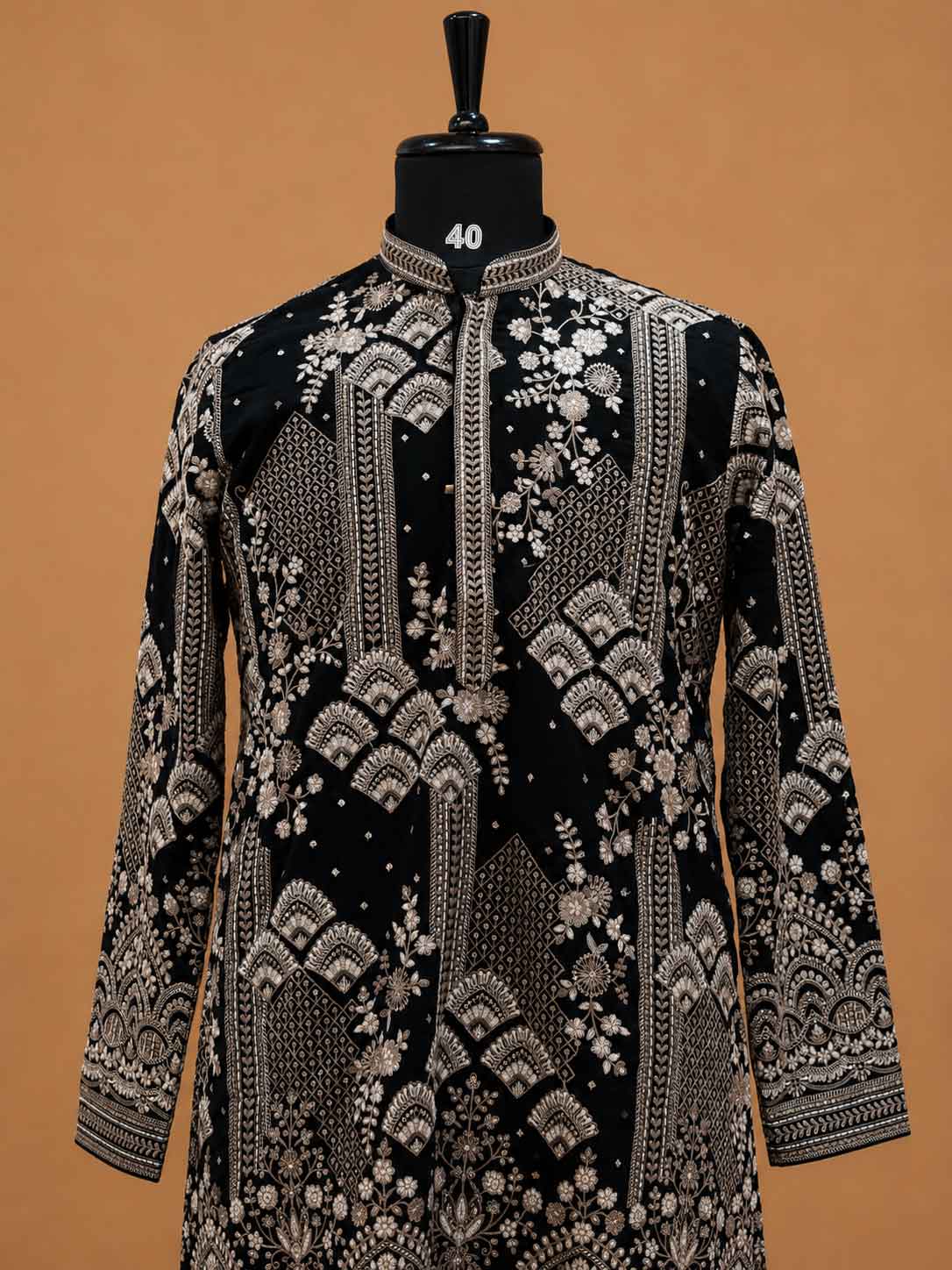 Men's Black Heavy Embroidered Kurta Set | Prem