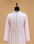 Men's Pink Embroidered Kurta Set | Premium Designer Ethnic Wear for Wedding, Festive & Traditional Occasions