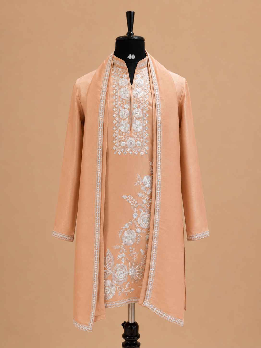 Men's Gold Embroidered Kurta Set with Open Jacket | Premium Designer Ethnic Wear for Wedding & Festive Occasions