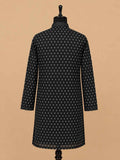Men’s Black Printed Kurta with White Trousers | Elegant Festive Ethnic Wear