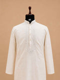 Men’s Gold Embroidered Kurta with White Trousers | Elegant Festive Ethnic Wear