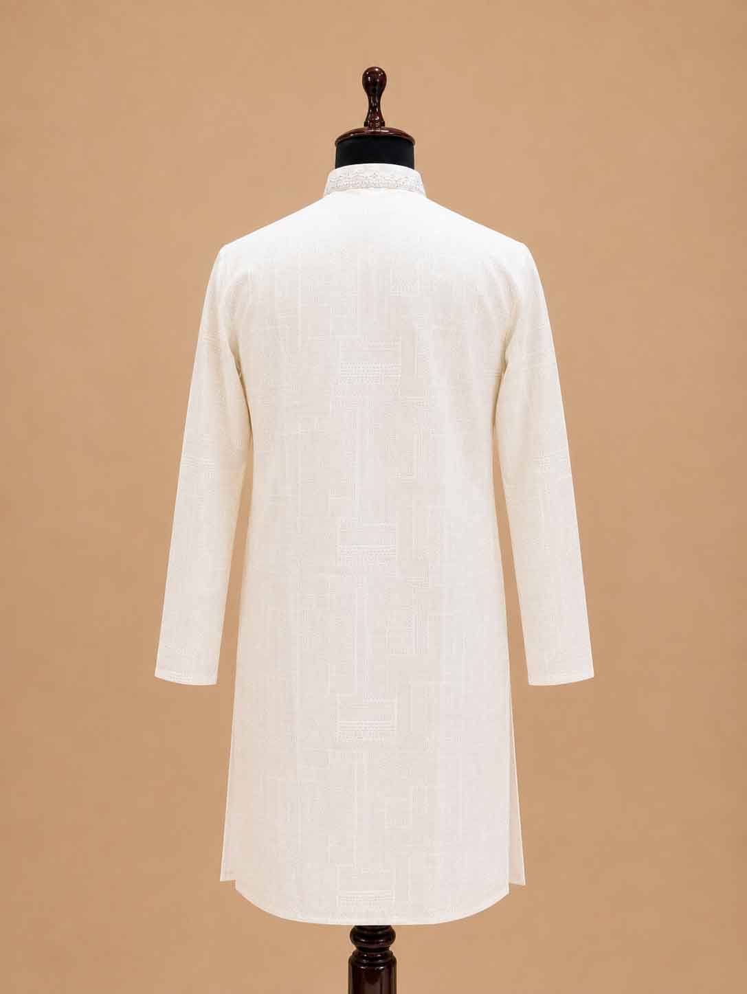 Men’s Gold Embroidered Kurta with White Trousers | Elegant Festive Ethnic Wear