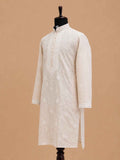 Men’s Gold Kurta with White Embroidery & Trousers | Elegant Festive Ethnic Wear