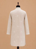 Men’s Gold Kurta with White Embroidery & Trousers | Elegant Festive Ethnic Wear