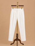Men’s Gold Kurta with White Embroidery & Trousers | Elegant Festive Ethnic Wear