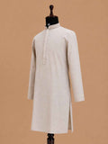 Men’s Beige Embroidered Kurta with White Trousers | Elegant Festive Ethnic Wear