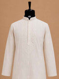 Men’s Cream Embroidered Kurta with White Trousers | Elegant Festive Ethnic Wear