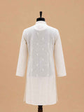 Men’s Cream Embroidered Kurta with White Trousers | Elegant Festive Ethnic Wear