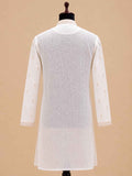 Men’s Cream Embroidered Kurta with White Trousers | Elegant Festive Ethnic Wear