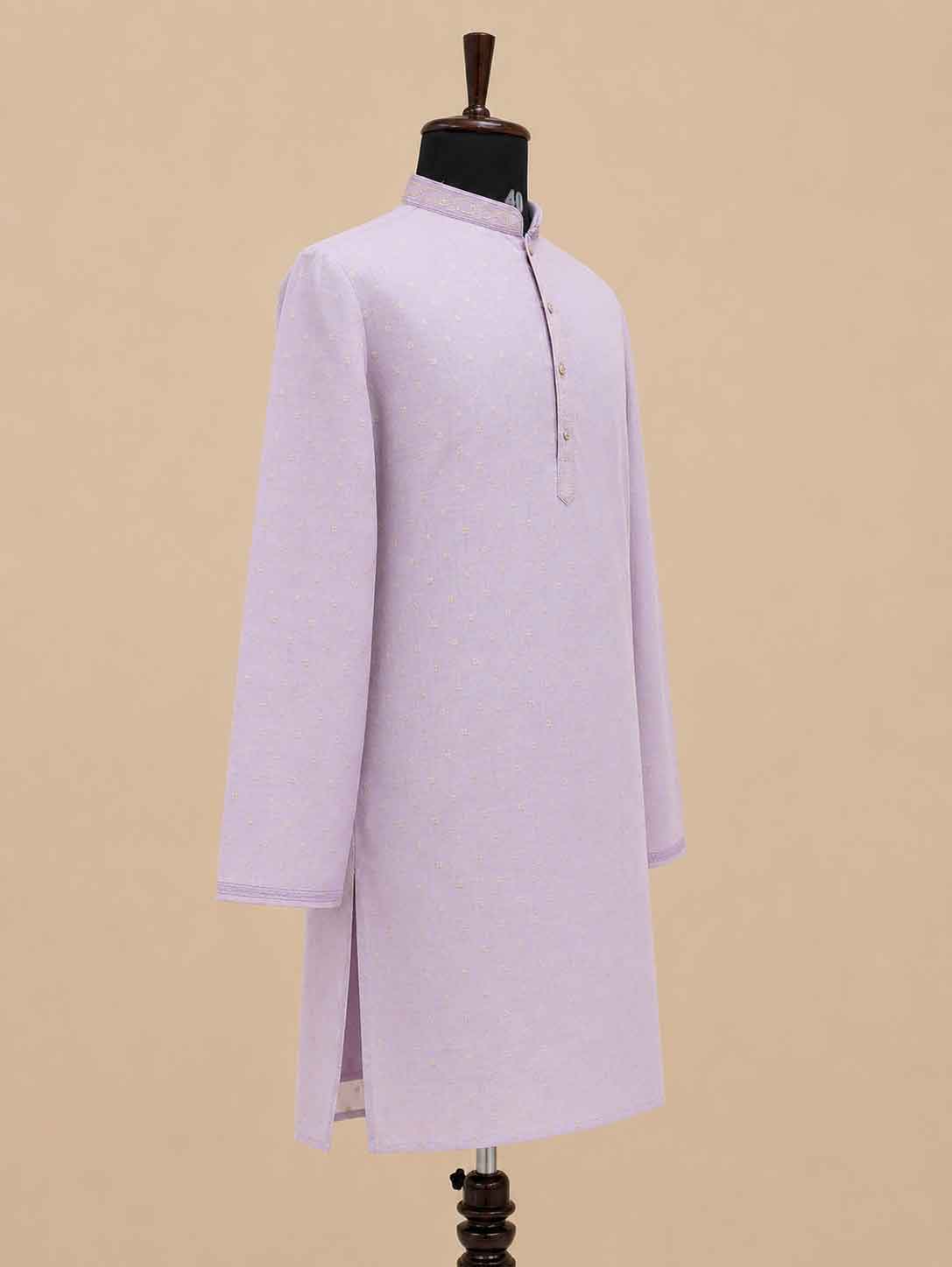 Men’s Pink Embroidered Kurta with White Trousers | Elegant Festive Ethnic Wear