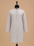 Men’s Brown Printed Kurta with White Trousers | Elegant Festive Ethnic Wear