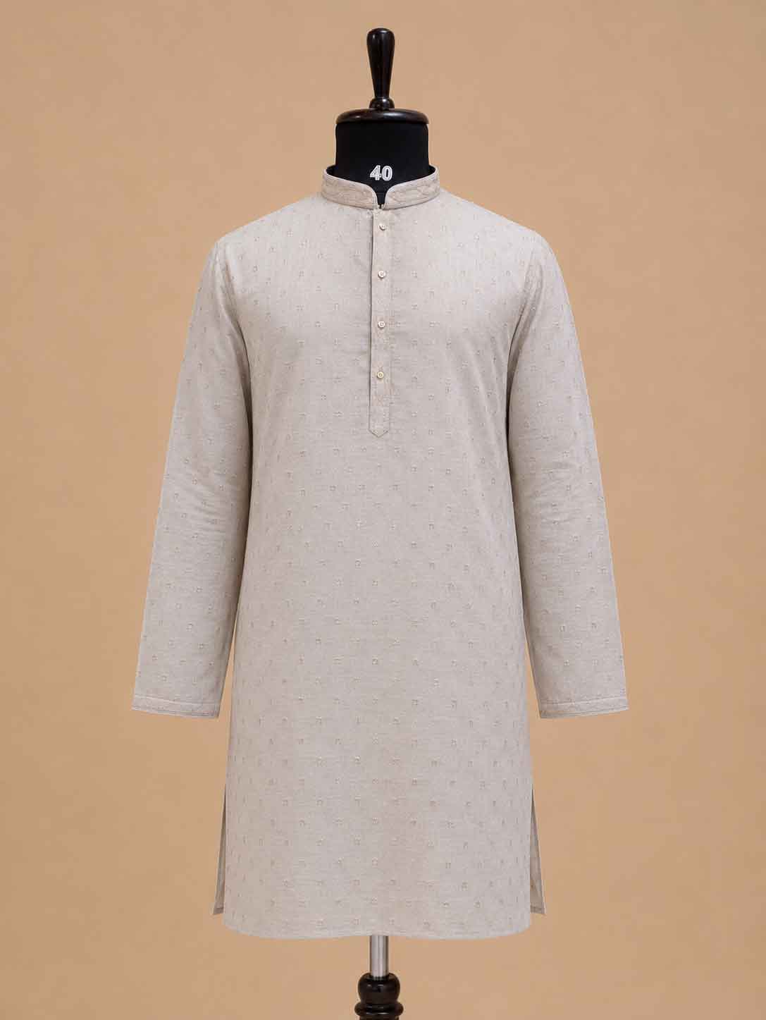 Men’s Brown Printed Kurta with White Trousers | Elegant Festive Ethnic Wear