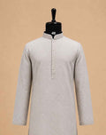 Men’s Brown Printed Kurta with White Trousers | Elegant Festive Ethnic Wear