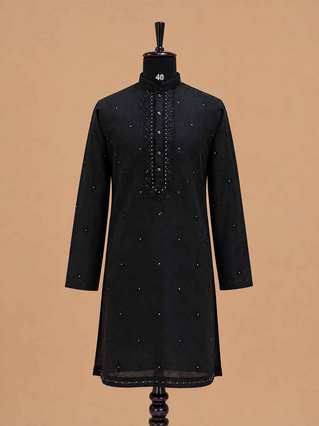 Men’s Mustard Yellow Embroidered Kurta with White Trousers | Festive Ethnic Wear