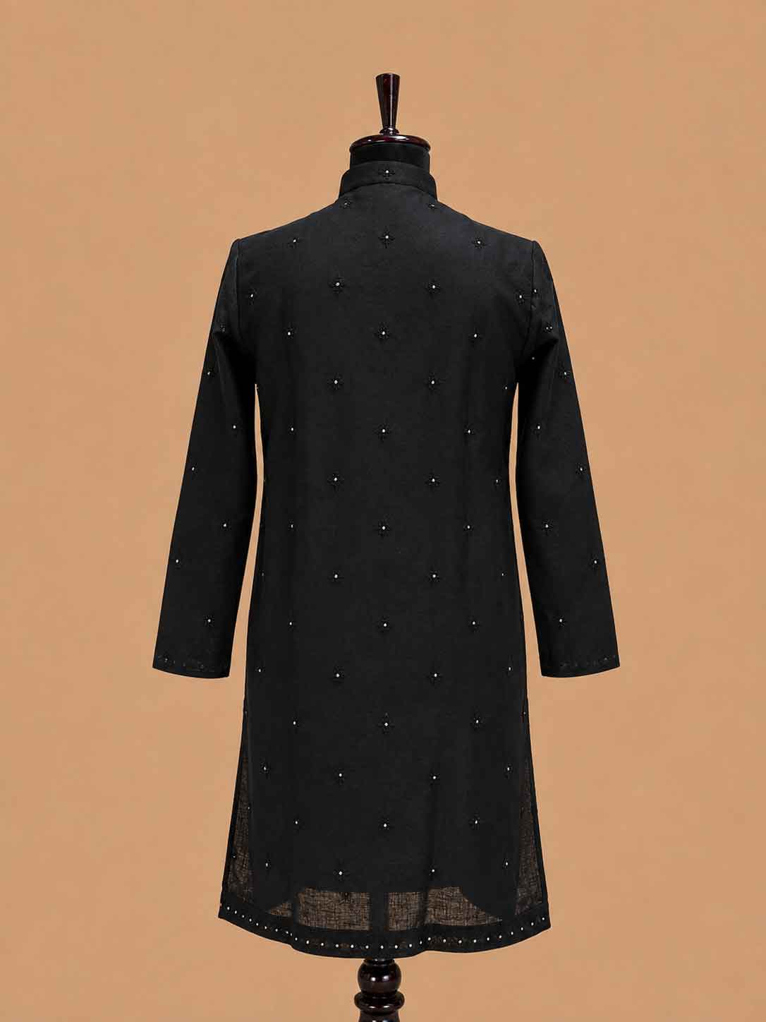 Men’s Mustard Yellow Embroidered Kurta with White Trousers | Festive Ethnic Wear