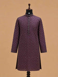 Men’s Wine Colour Printed Kurta with White Trousers | Festive Ethnic Wear