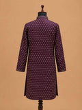 Men’s Wine Colour Printed Kurta with White Trousers | Festive Ethnic Wear