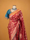 Women’s Rust Saree with Gold Traditional Motifs & Rich Woven Border | Festive Wear