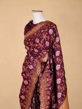 Women’s Purple Printed Saree with Ornate Gold Border | Festive & Wedding Wear