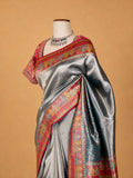 Women’s Cream Silk Saree with Multicolour Printed Border | Festive & Wedding Wear