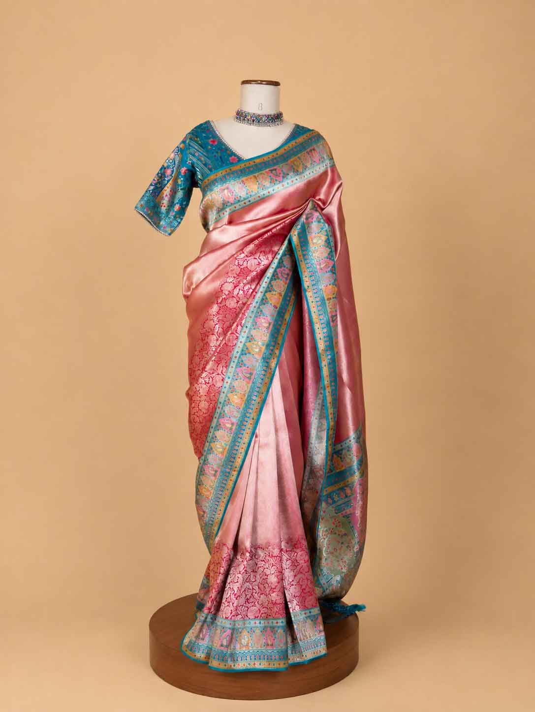 Women’s Rani Pink Silk Saree with Multicolour Woven Border | Festive & Wedding Wear